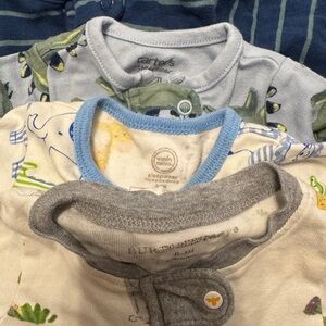 Baby Lot of 4 - One Pieces Footed PJs - Blue, Gray, Cream